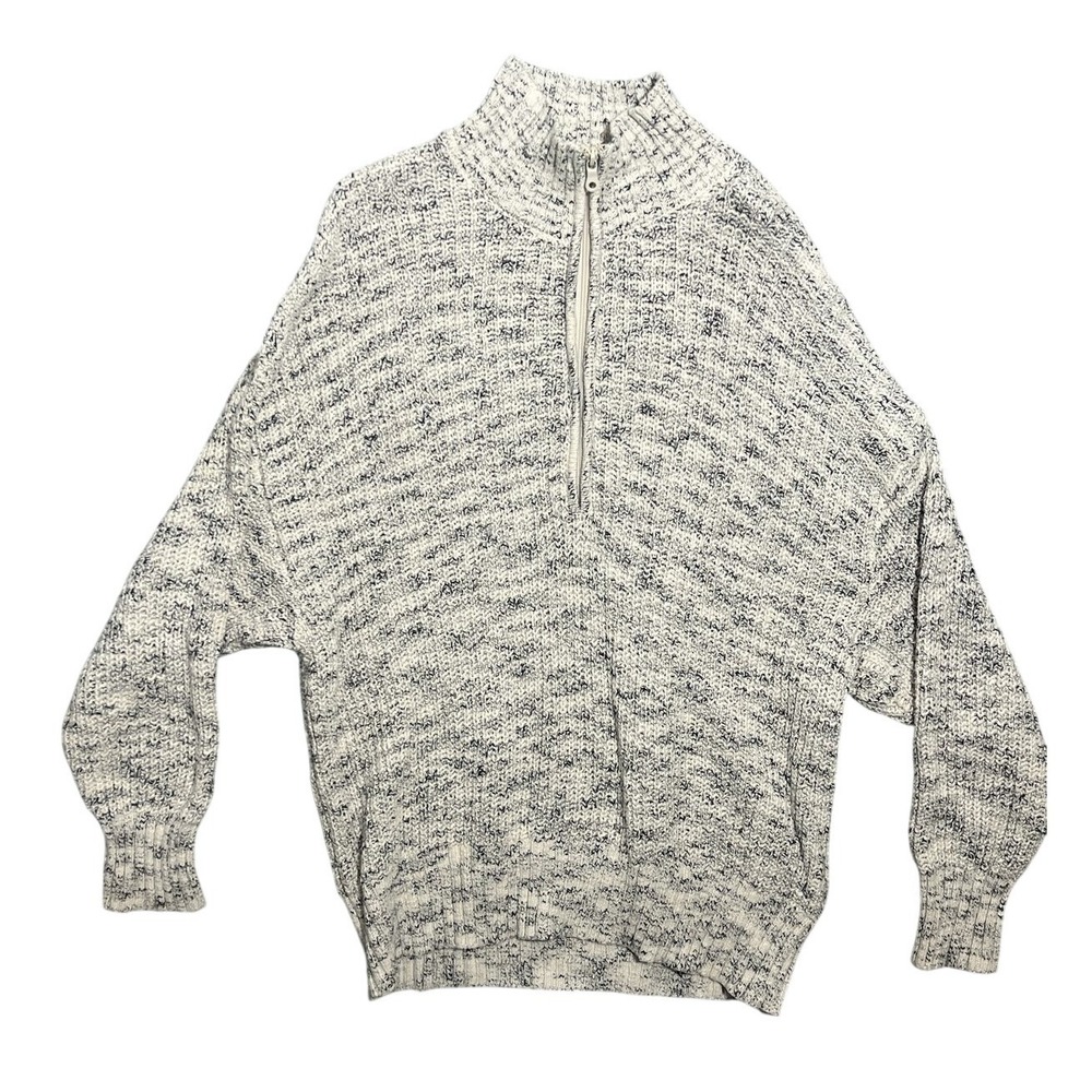 OFFLINE by Aerie Women's M Quarter Zip Sweater Cotton Blend Marled Knit Mock